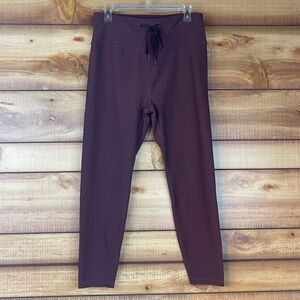 MTA Sport Womens Leggings Pants Large Ribbed Stretch Tie Activewear Athleisure‎